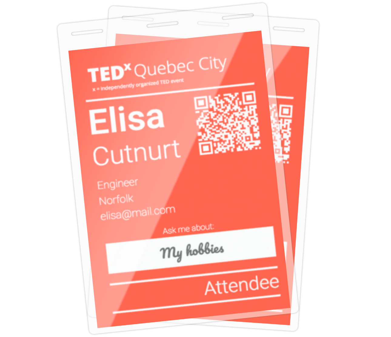 Conference Badge name badge editor with TEDx design