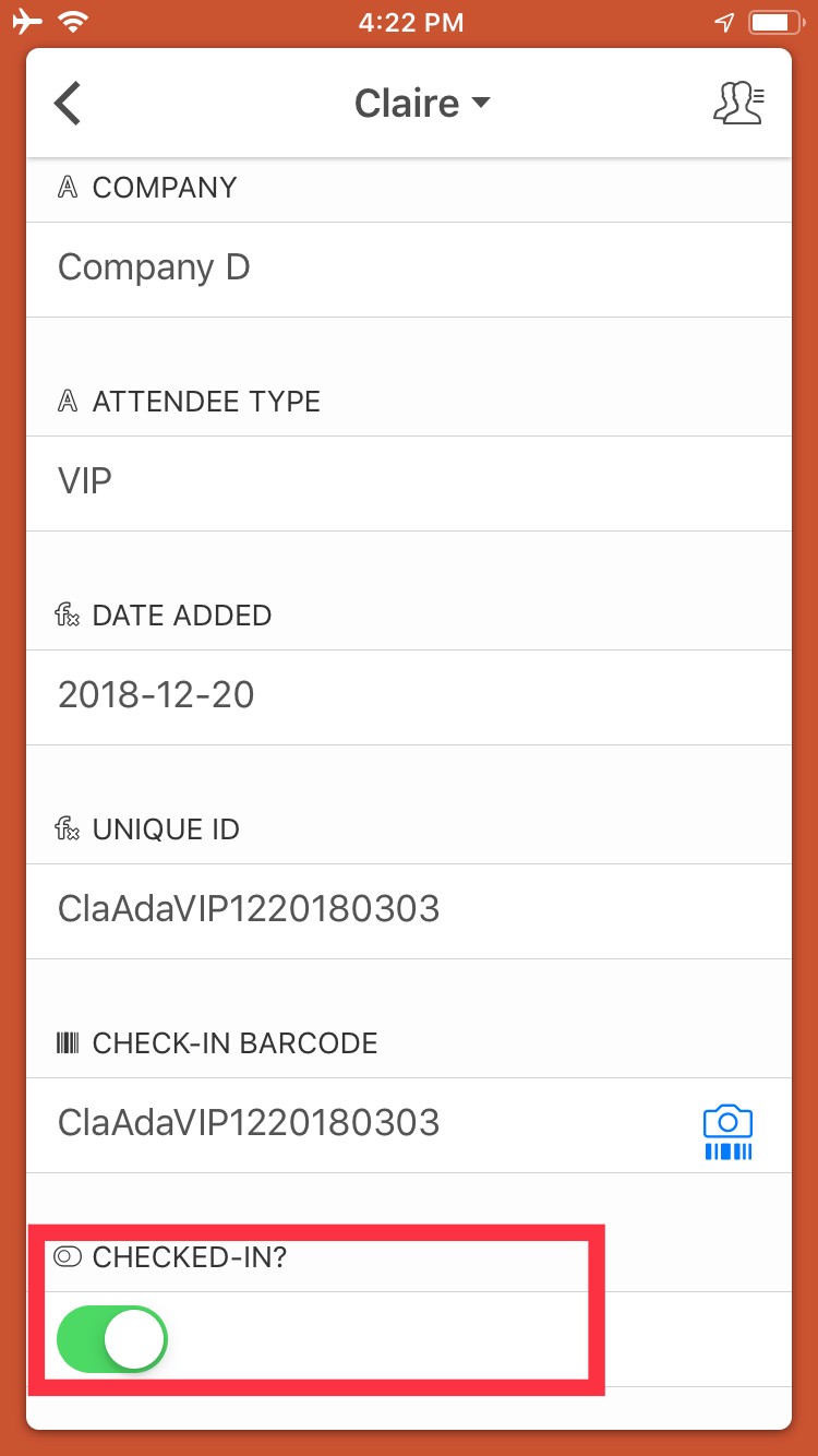 Checked-in button in Airtable