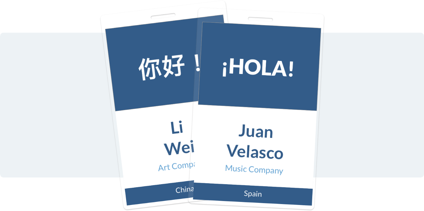 Create multilingual name badges with Conference Badge