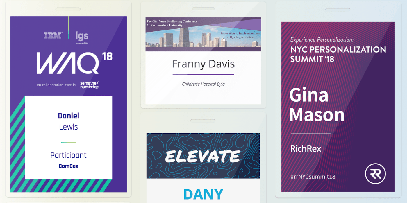 Conference badge examples