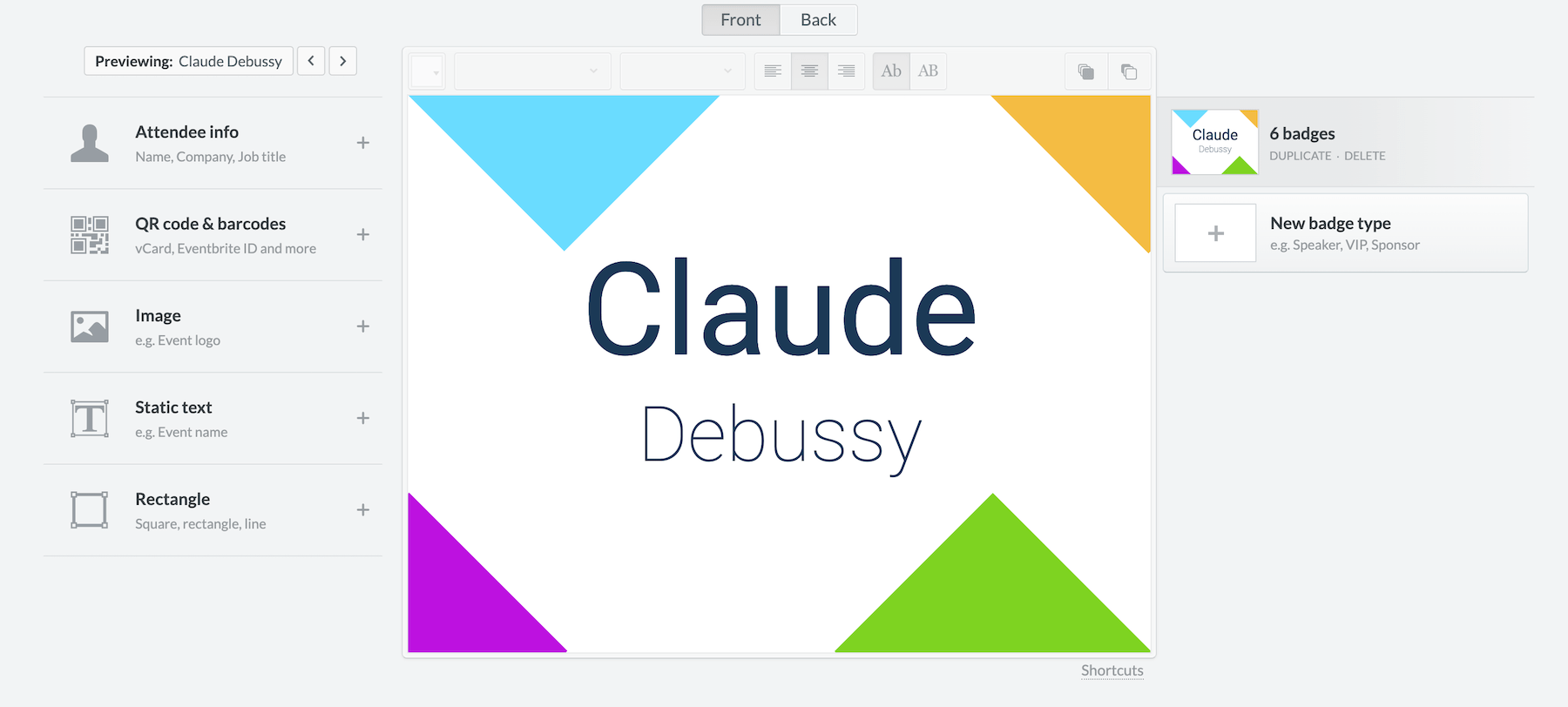 Conference badge editor
