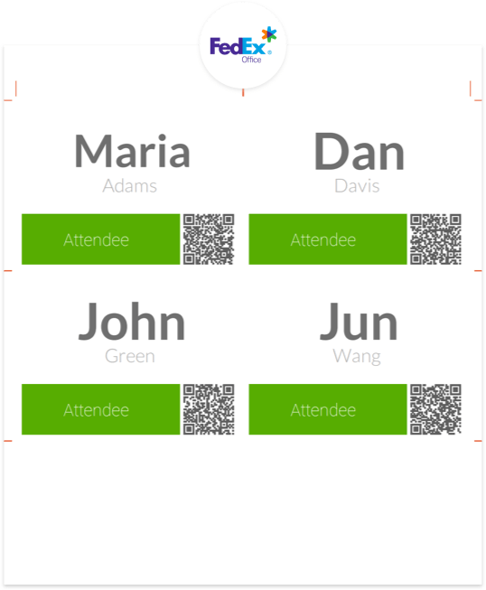 Create name badges and print them at Kinkos only with with ConferenceBadge.com